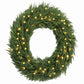 Artificial pine wreath, green, circular with warm yellow LED lights