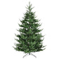 Green artificial Christmas tree with full tiered branches and metal tripod base