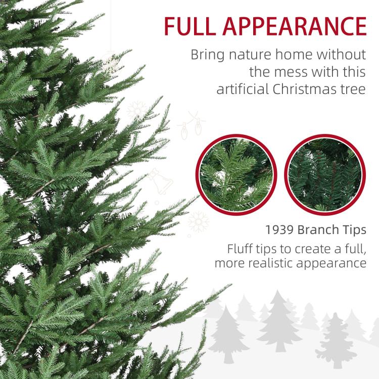Life-like green pine branches of artificial Christmas tree with dense tip coverage