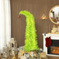 6 ft pre-lit pencil Christmas tree, light green, red ball ornament, on green base stand