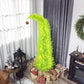 Light green pre-lit pencil Christmas tree with red ball ornament and green base