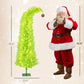 Pre-lit pencil Christmas tree with red ball ornament, light green bristles, green base