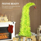 Pre-lit pencil Christmas tree with warm white lights, red ball ornament, green base stand