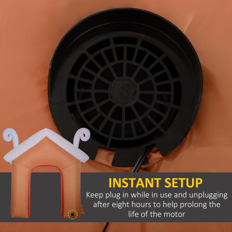 Candy house inflatable archway with built-in blower fan and power cord connection