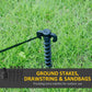 Included ground stakes, drawstring, and sandbags for securing the inflatable arch
