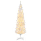 Slim white artificial Christmas tree with warm white LED lights, full conical shape