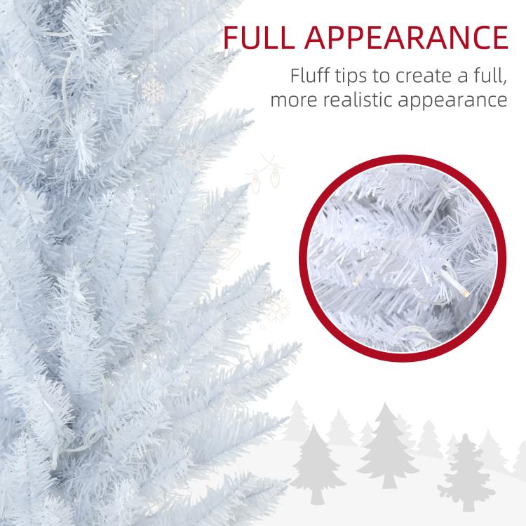 White artificial Christmas tree with full, fluffy branches for a realistic appearance