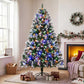 7.5 ft artificial Christmas tree with full snowy branches and multicolor pre-lit LEDs