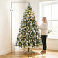 7.5 ft artificial Christmas tree with dense snowy branches and warm white pre-lit LEDs