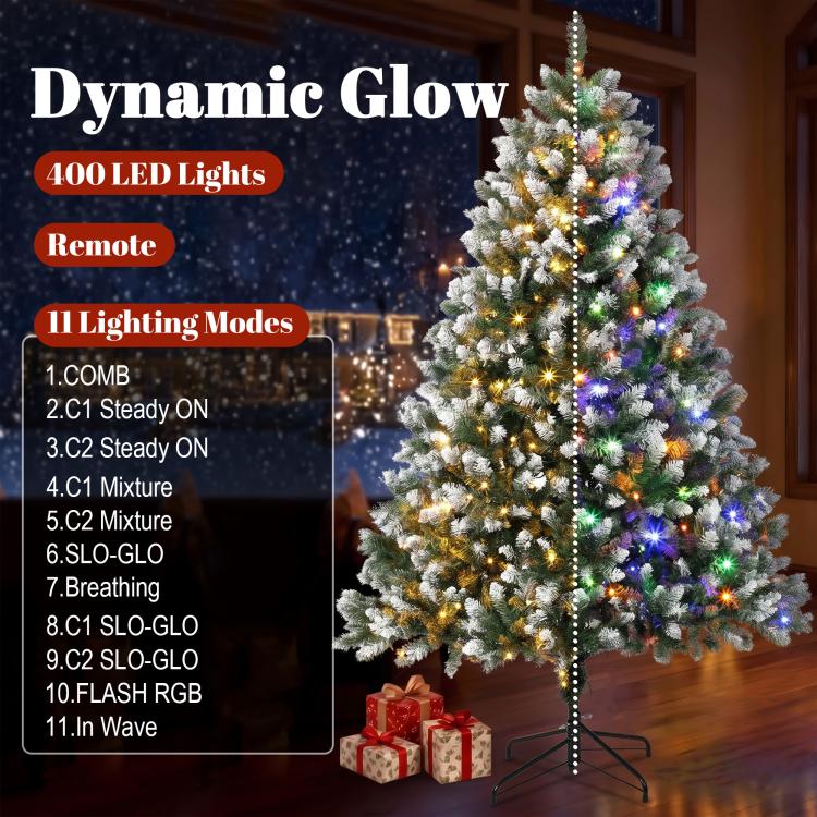 7.5 ft pre-lit artificial Christmas tree with twinkling multicolor LED lights