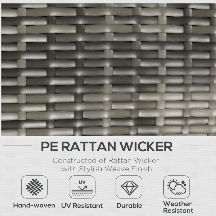Woven gray wicker panel close-up showing interlaced rattan texture