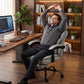 Gray office chair with headrest and footrest