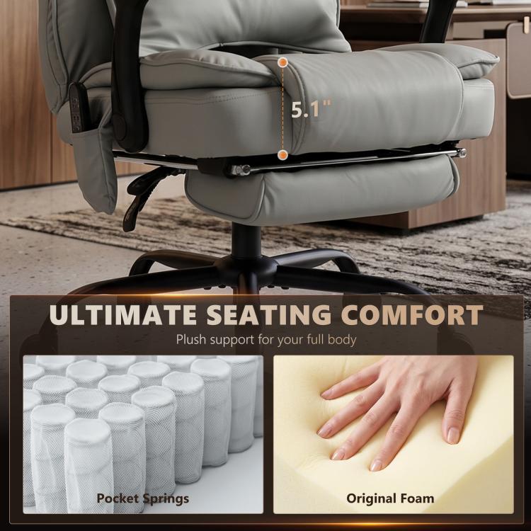Gray chair base and under-seat area close-up with control components