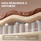 Brown leather-look chair upholstery with soft, thick padding detail