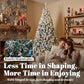 Snow-flocked prelit Christmas tree with warm white lights and hinged design