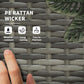 Close-up of dark gray wicker rattan weave texture for outdoor chaise lounge frame