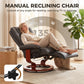 Dark gray manual recliner chair with lifted footrest and padded headrest