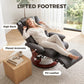 Dark gray recliner chair with high back, flared armrests, and lifted footrest