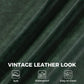 Green PU leather-look fabric close-up with embossed texture