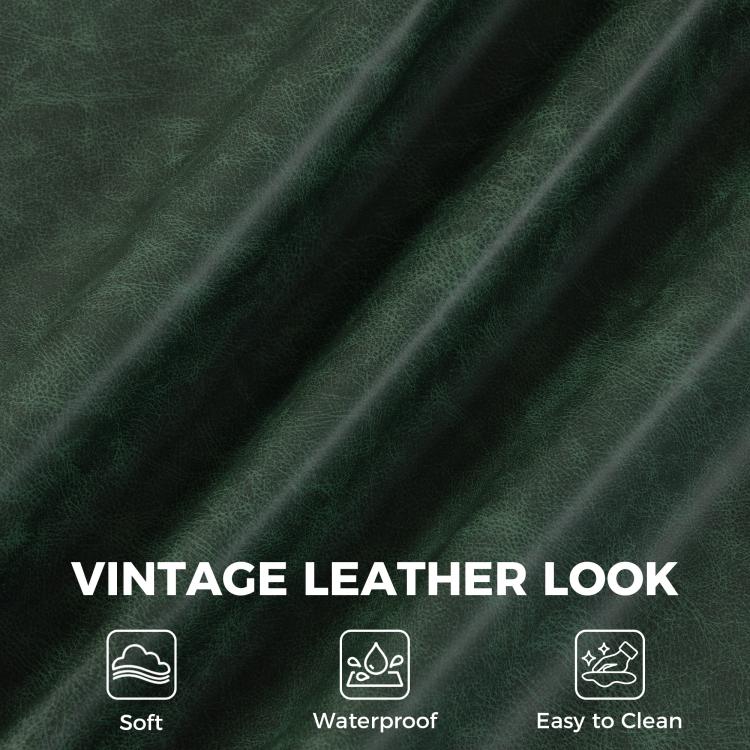 Green PU leather-look fabric close-up with embossed texture