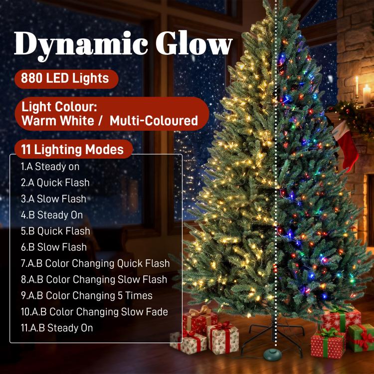 Artificial Christmas tree with 880 LED lights and dynamic glow light modes