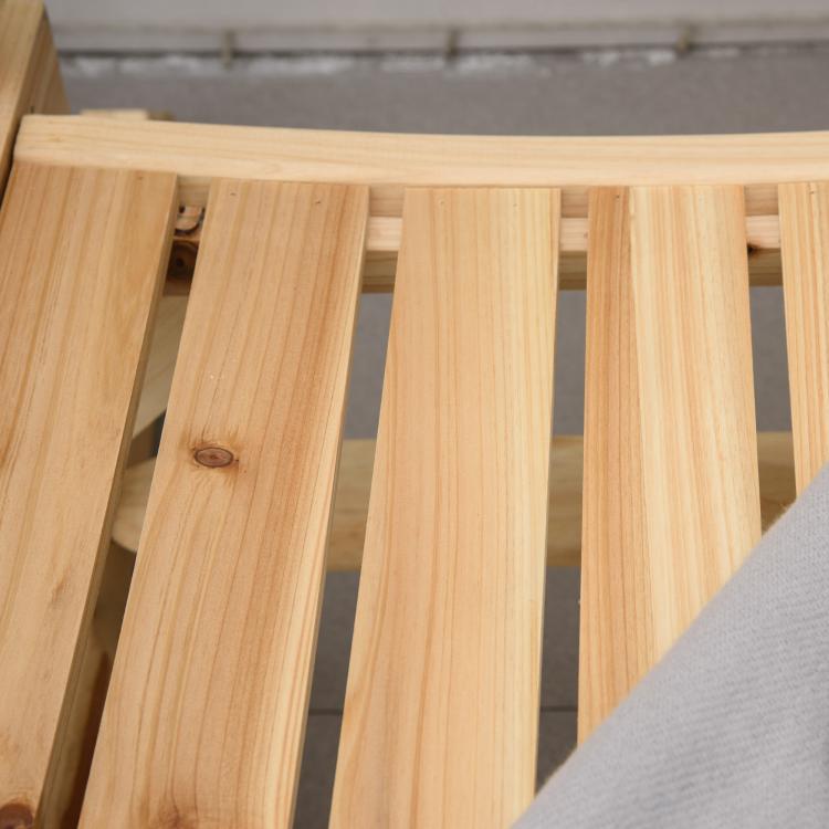 Natural wood rocking chair slats, close-up