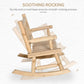 Natural wood heavy-duty rocking loveseat with curved base and slatted back