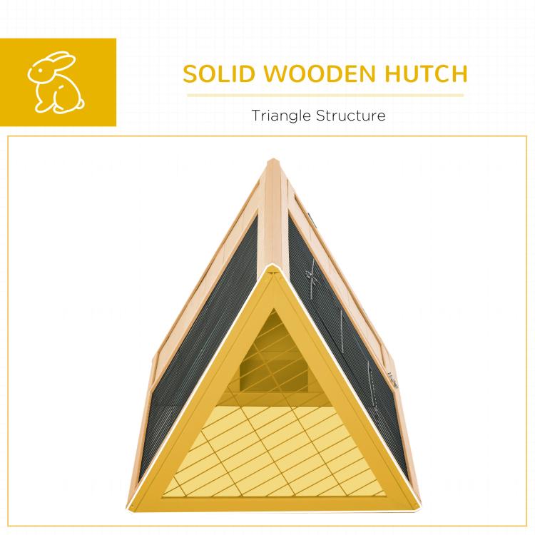 Wooden triangular hutch structure illustration with internal frame details