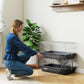 Two-tier small animal wire cage with black base and front door