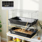 Two-tier wire animal cage with black bases, ramp, and two front door openings