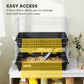 Two-tier wire animal cage with removable trays and dual front doors for easy access