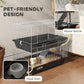 Two-tier wire animal cage with front doors, water bottle, and food dish attachment