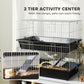 Two-tier wire animal cage with ramp and black bottom pans for small pets