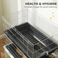 Two-tier wire animal cage with two removable trays for quick cleaning