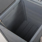 Gray interior base and smooth floor panels inside rabbit hutch