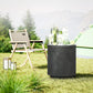 Charcoal gray outdoor concrete cooler side table for drinks on outdoor grass