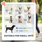 Dark green dog stroller sized for small pets with body length and weight guidance