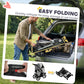 Foldable dog stroller shown collapsed for compact car-trunk storage