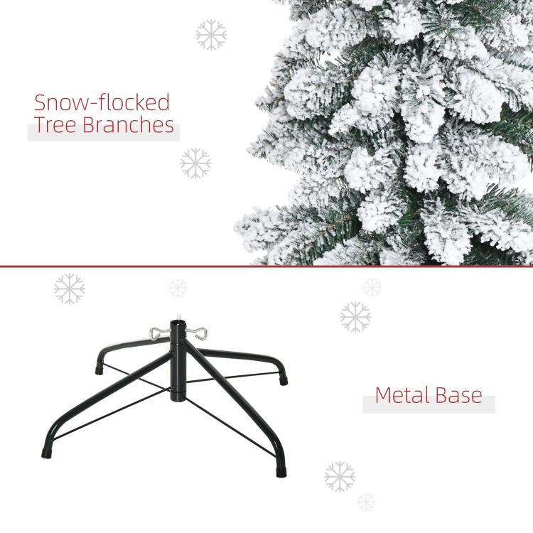 Snow-frosted tree branches with black metal base