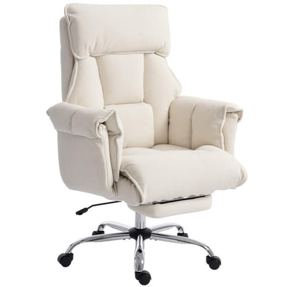 Cream white high-back executive office chair with headrest and padded armrests