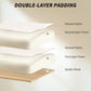 Cream white chair cushion close-up showing thick layered padding and foam