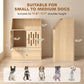 Pet feeding cabinet size chart with cabinet dimensions and suitable shoulder-height range