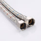 Brushed gold braided supply hoses with metal connectors for bathroom faucet