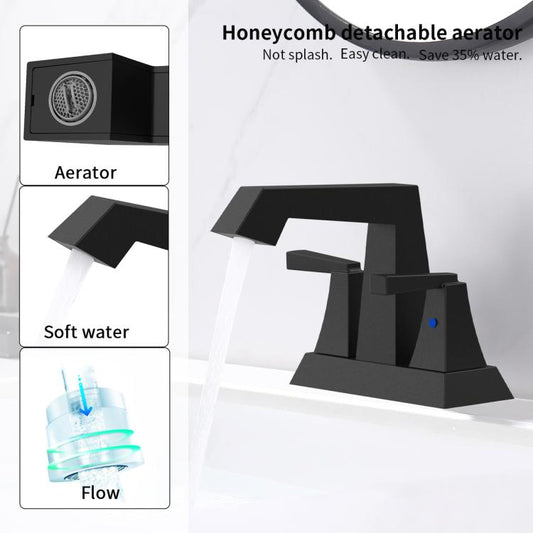 Matte black 2-handle faucet with aerator and steady, soft water flow