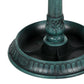 Verdigris green decorative bird bath bowl with pedestal, close-up detail