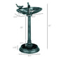 Verdigris bird bath pedestal with basin dimensions, 32 in tall