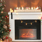Wood-effect Christmas advent calendar on mantel with glowing LED lights across top