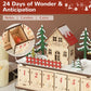 Wood-effect advent calendar with house scene, 24 drawers, and inset of opened drawer