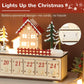 Wood-effect advent calendar corner with lit house and numbered drawers 20 to 24