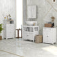 Wall-mounted mirrored medicine cabinet with double doors and stainless frame